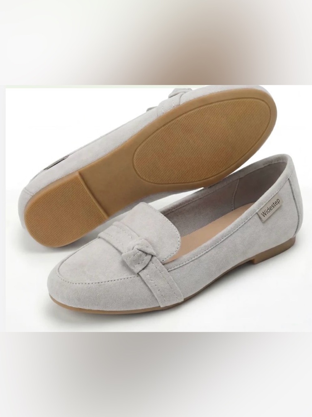 WideStep Marcay Slip-On Loafers Light Gray Suede + Orthotic Insole Sz 9US/40 EU